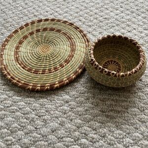 Maya Handcrafted Basket Duo - Olive and Chestnut